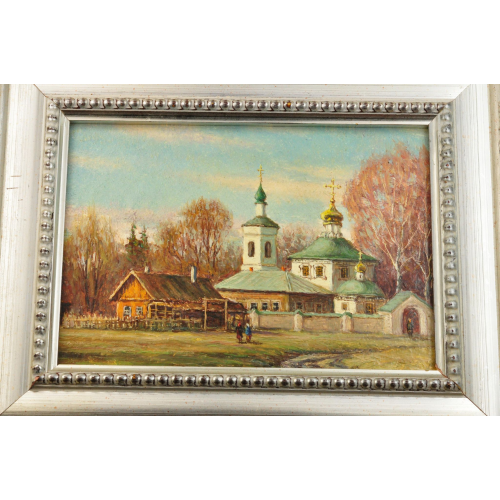 Картина "Деревенская церковь" масло
