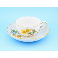 Чашка и блюдце цветы фарфор роспись Meissen 