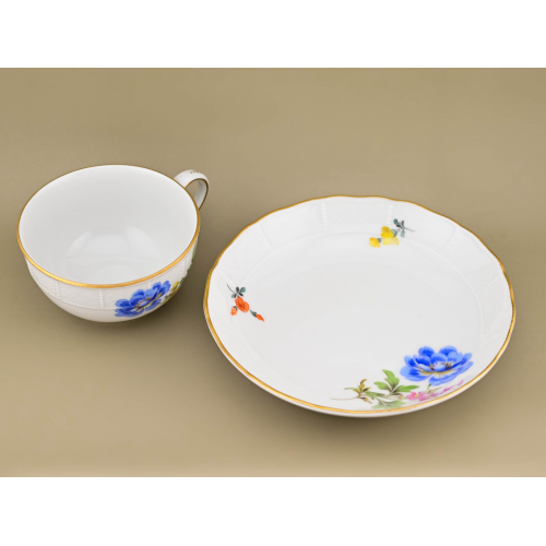 Чашка и блюдце цветы фарфор роспись Meissen