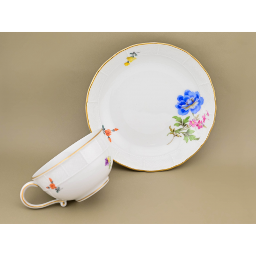 Чашка и блюдце цветы фарфор роспись Meissen