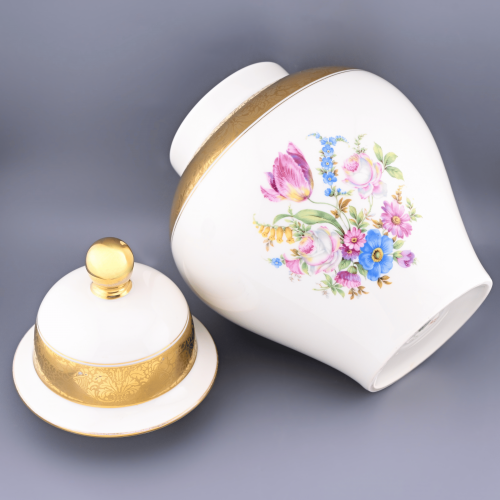 Ваза с крышкой мейпин фарфор Rosenthal позолота цветы