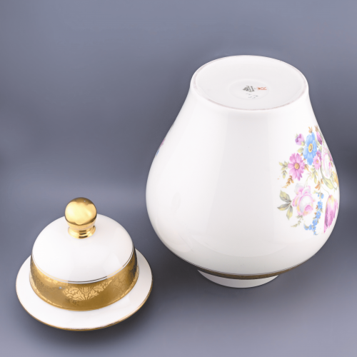 Ваза с крышкой мейпин фарфор Rosenthal позолота цветы