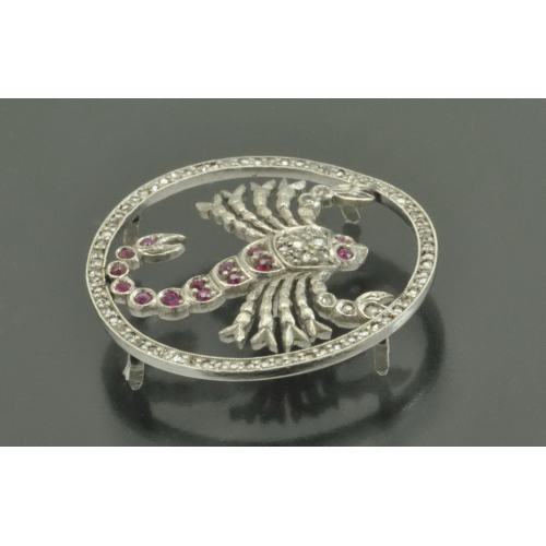 Эмблема "Скорпион" платина 900 проба Бриллианты Рубины