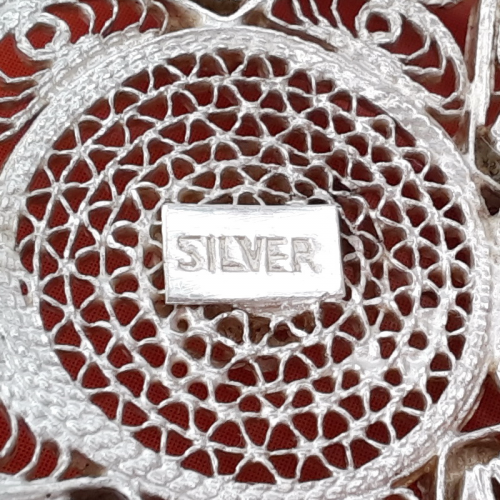 Брошь серебро скань Китай