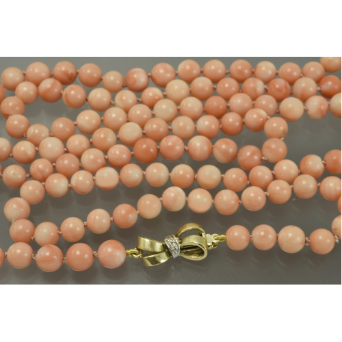 КОЛЬЕ кораллы камея золото 585 пробы Бриллианты