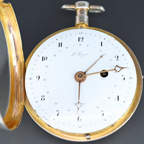Часы карманные L. Paquet A. Gand серебро календарь XIX в