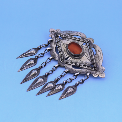 Брошь серебро 875 проба Сердолик СССР