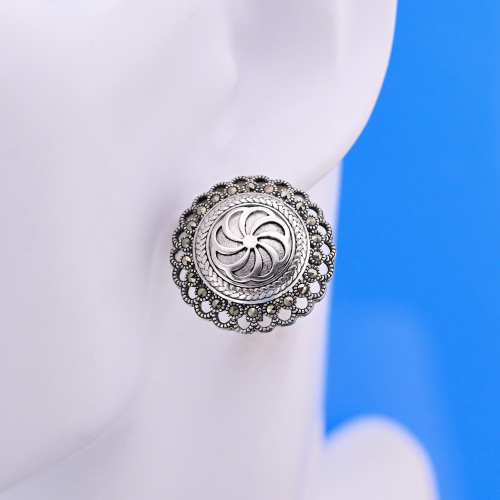 Серьги серебро 925 проба Марказиты
