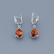 Серьги серебро 925 проба Янтарь Россия