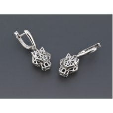 Серьги Пантера серебро 925 проба фианиты