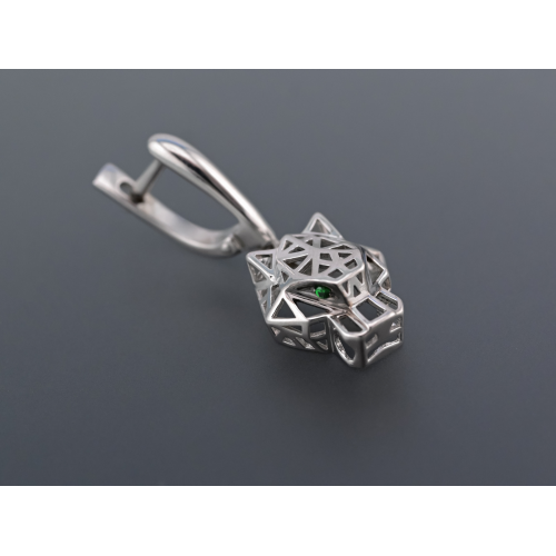 Серьги Пантера серебро 925 проба фианиты