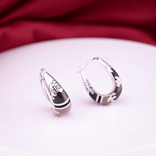 Серьги серебро 925 проба эмаль Kenzo Fedora