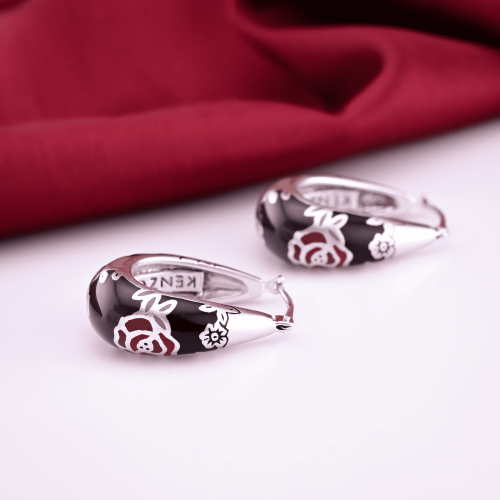 Серьги серебро 925 проба эмаль Kenzo Fedora