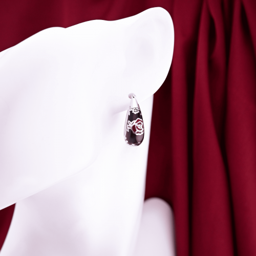 Серьги серебро 925 проба эмаль Kenzo Fedora