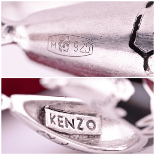 Серьги серебро 925 проба эмаль Kenzo Fedora