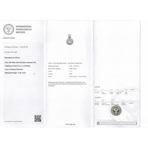 КУЛОН золото 750 проба Бриллиант 0,85 ct