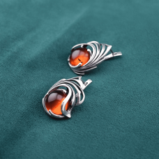Серьги серебро 925 проба Янтарь Россия