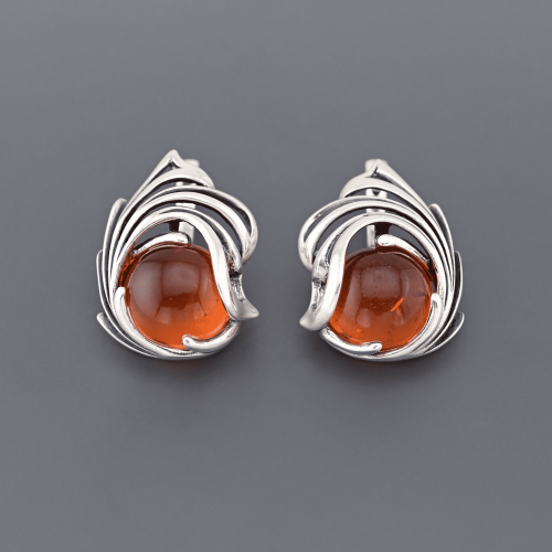 Серьги серебро 925 проба Янтарь Россия