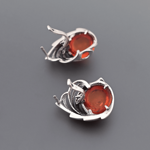 Серьги серебро 925 проба Янтарь Россия