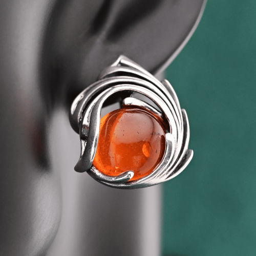 Серьги серебро 925 проба Янтарь Россия