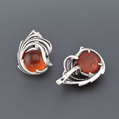 Серьги серебро 925 проба Янтарь Россия