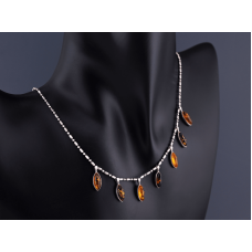 Колье серебро 925 проба Янтарь