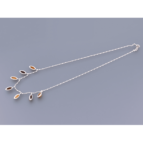 Колье серебро 925 проба Янтарь