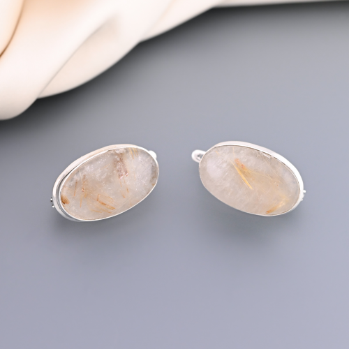Серьги серебро 925 проба рутиловый кварц