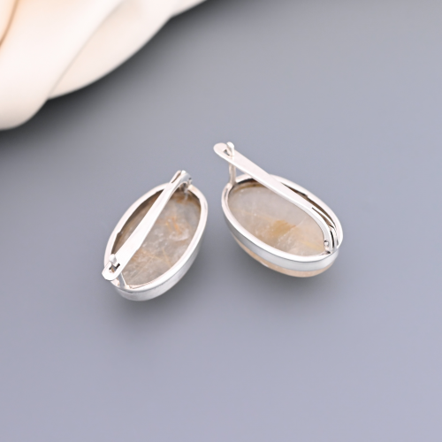 Серьги серебро 925 проба рутиловый кварц
