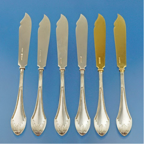 6 десертных ножей серебро 800 пробы