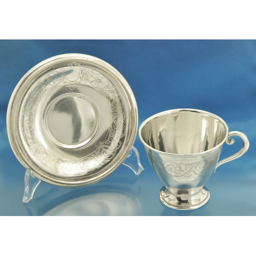 Две чайные пары чашки серебро 800 пробы Австрия