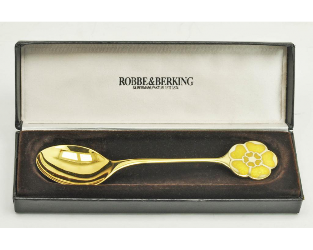 Коллекционная ЛОЖКА Robbe Berking серебро 925 пробы эмаль 1980 Коллекционная ЛОЖКА Robbe Berking серебро 925 пробы эмаль 1980